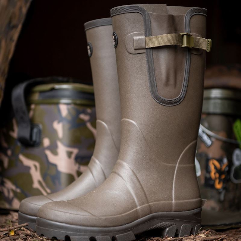 khaki rubber boots