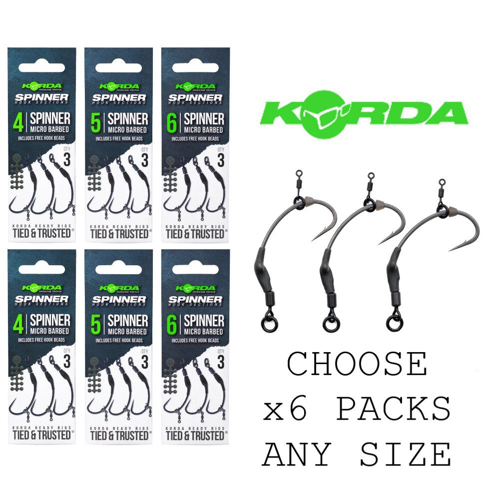 x6 Packs of Korda Spinner Rig Hook Sections – Carp Fishing Draws