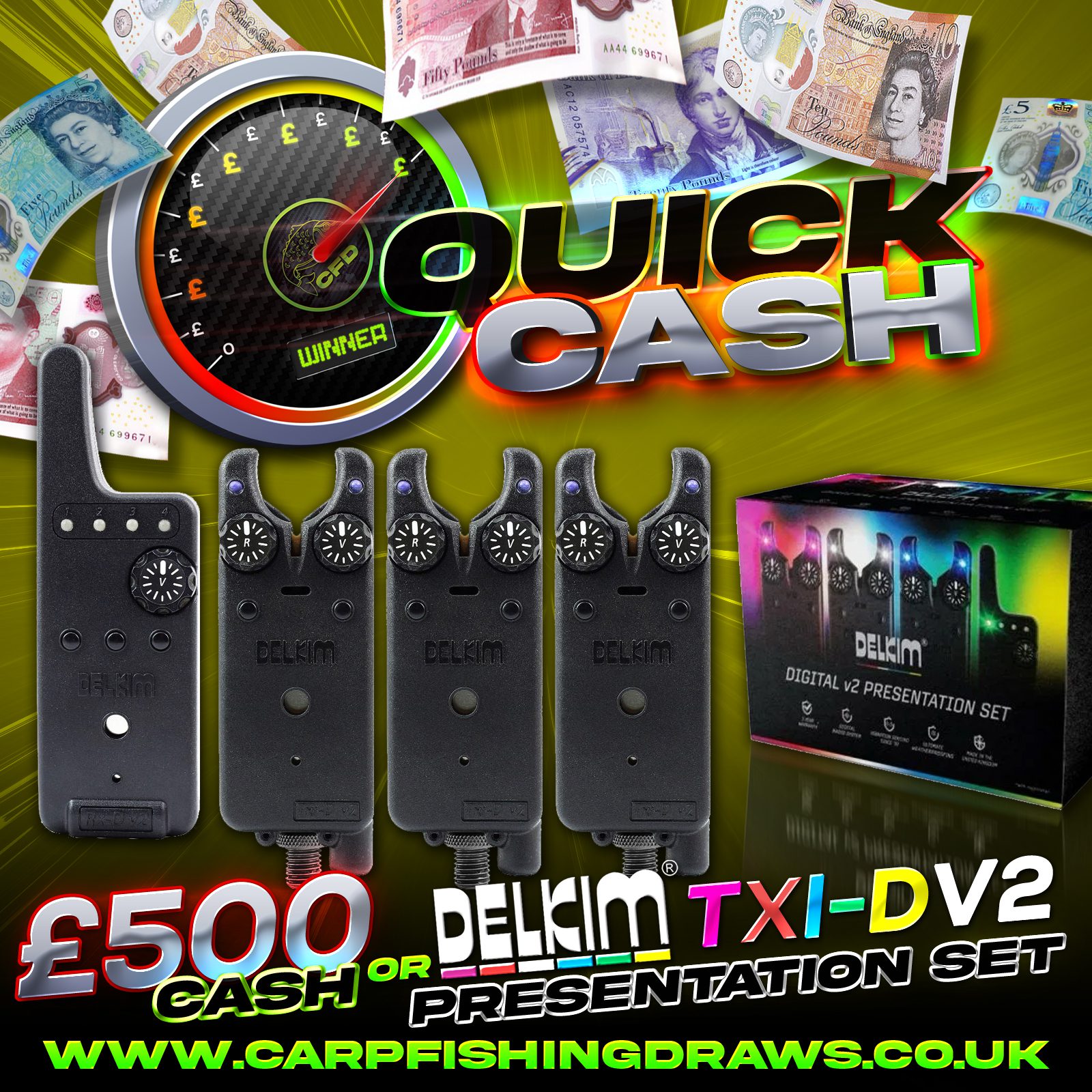 Quick Cash Draw - Win £500 tax-free cash or Delkim Txi-D V2 Presentation Set
