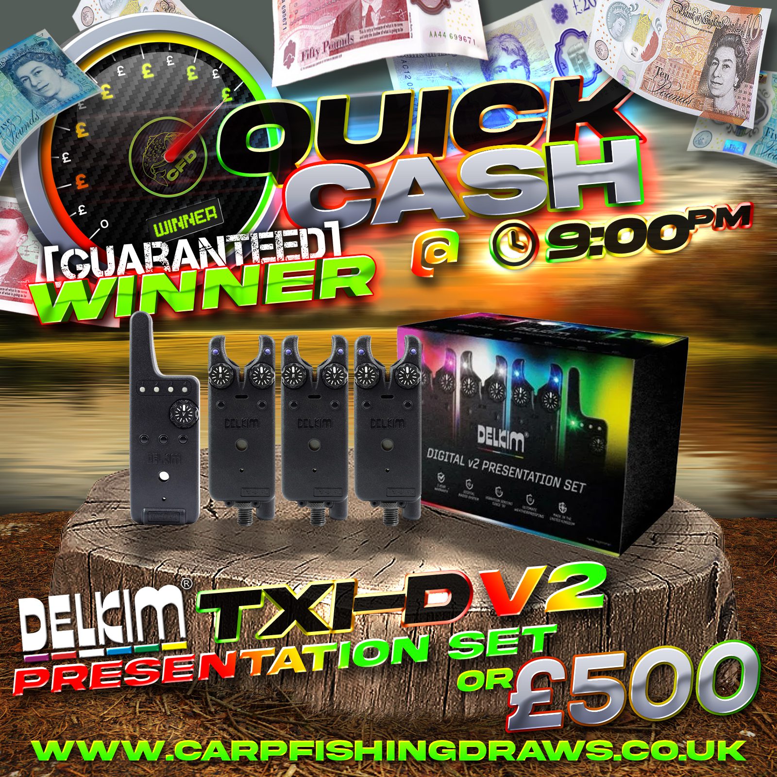 Quick Cash Draw - Win £500 tax-free cash or Delkim Txi-D V2 Presentation Set