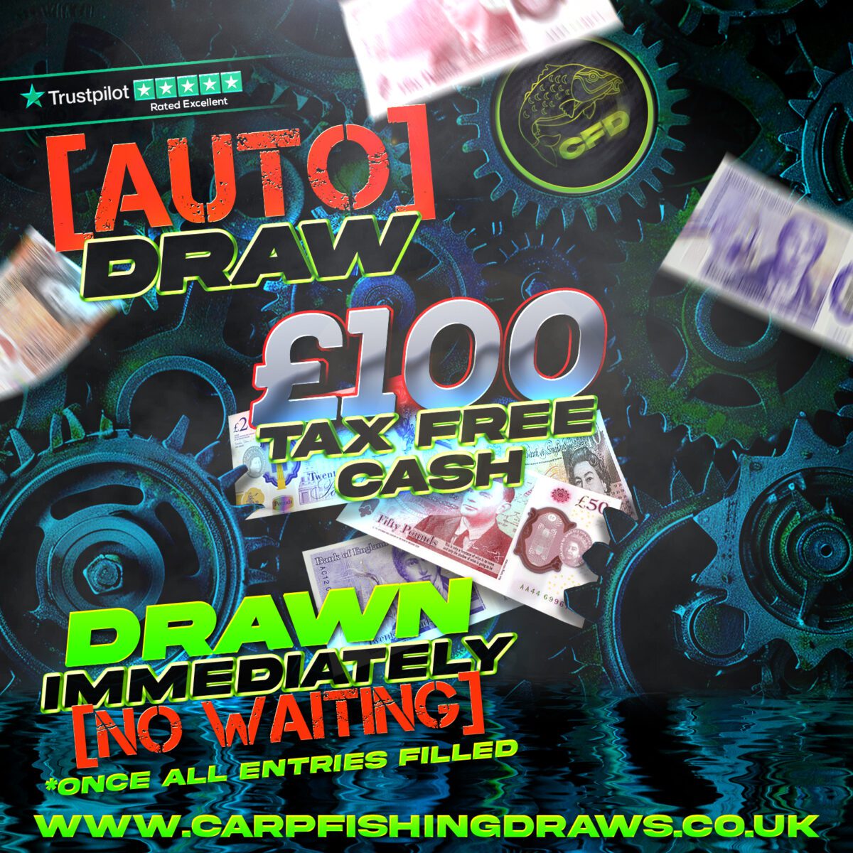 ⚙️ [AUTO DRAW] £100 Tax-Free Cash - Carp Fishing Draws