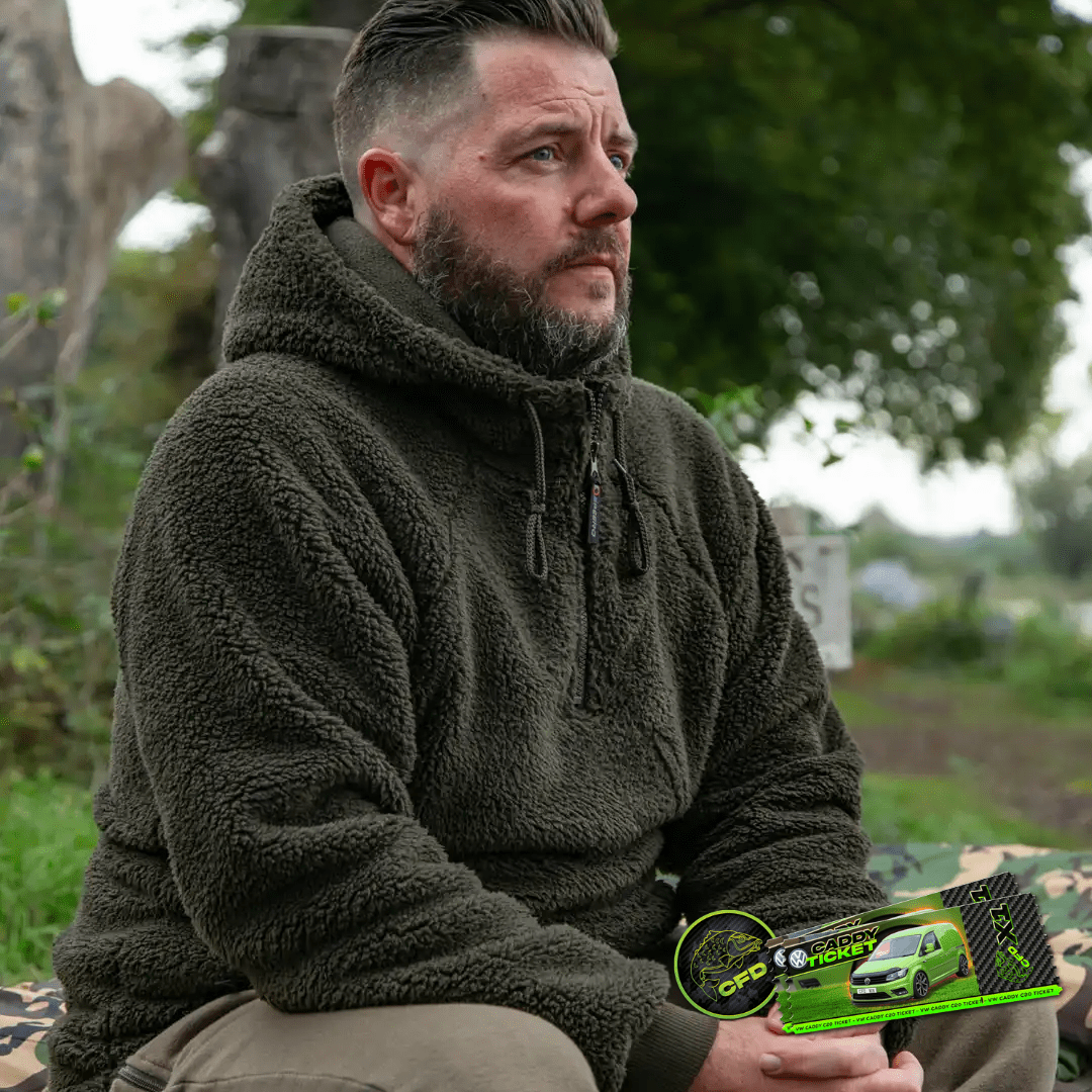 Speero Sherpa Fleece Hoodie – Green, Men's Pullover For Carp Fishing