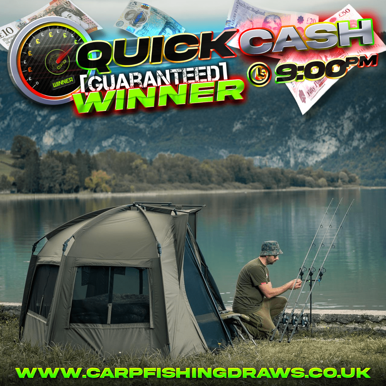 Quick Cash Draw - Win £400 tax-free cash or Trakker Tempest RS Brolly