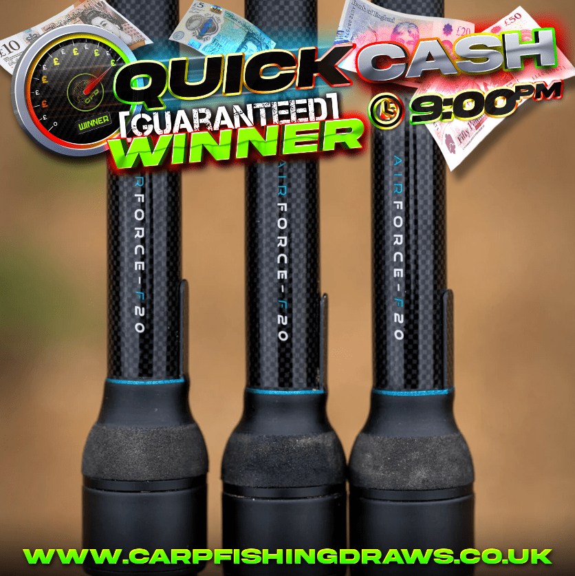 Quick Cash Draw - Win £450 tax-free cash or 3x Nash Air Force F20 Rod's
