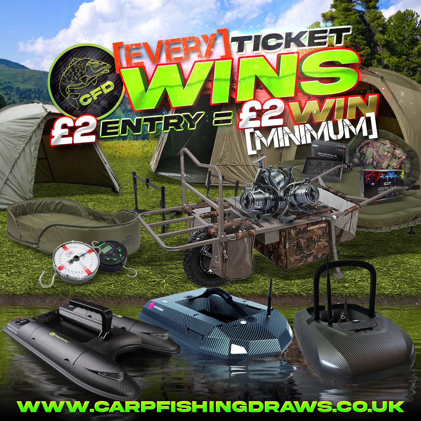💯 Every ticket wins – Spend £2 – Minimum win £2!! – [With £250 site credit end draw]