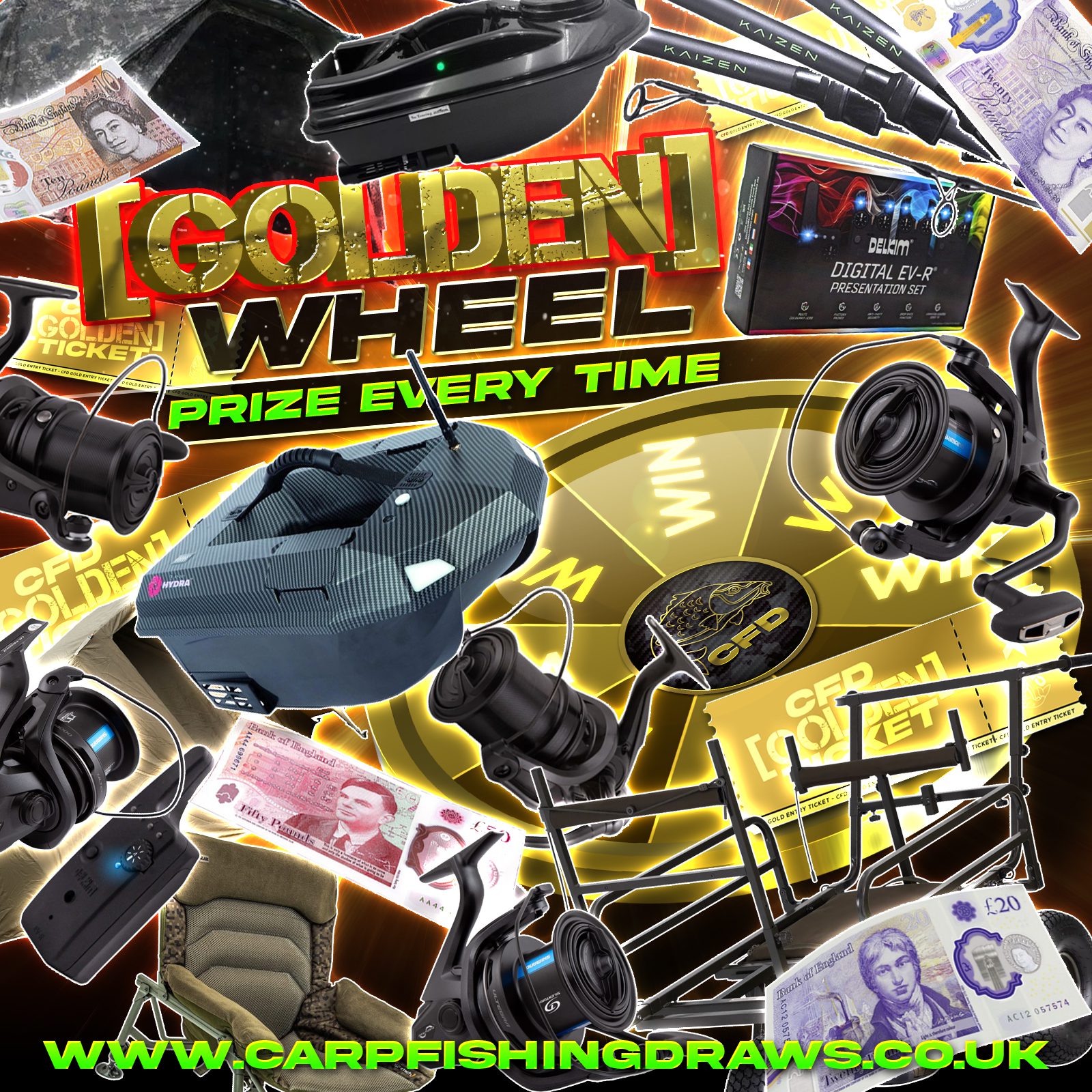 💯🏆 [PRIZE EVERY TIME – CFD GOLDEN WHEEL] with £500 cash end draw – Enter directly or win tickets from our other comps
