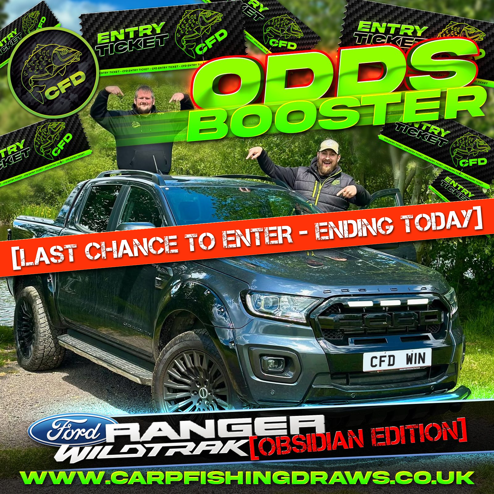 DIRT CHEAP Odds Booster #3 – 🚗💨 Win 200 entries on the Ford Ranger Obsidian Wildtrak / £15,000 Main Draw – Ending today