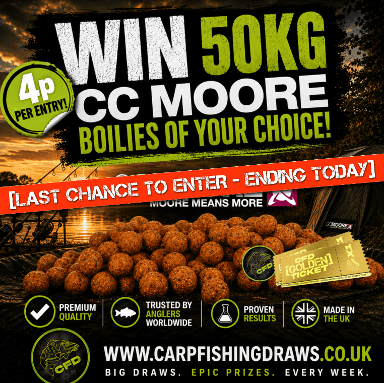 [🎫 WITH GOLDEN TICKET INSTANT WINS🎫] Win 50kg CC Moore Boilies of your choice or £300 tax-free cash for just 4p!! – Ending Today!