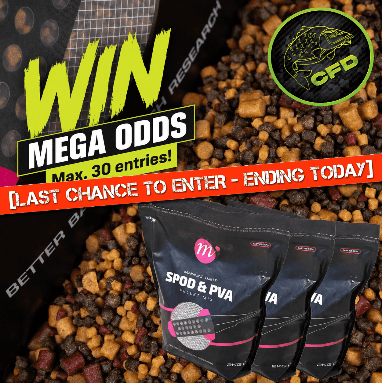 💪 [MEGA ODDS DRAW] – 10kg x Mainline Spod & PVA Pellet Mix – Ending today