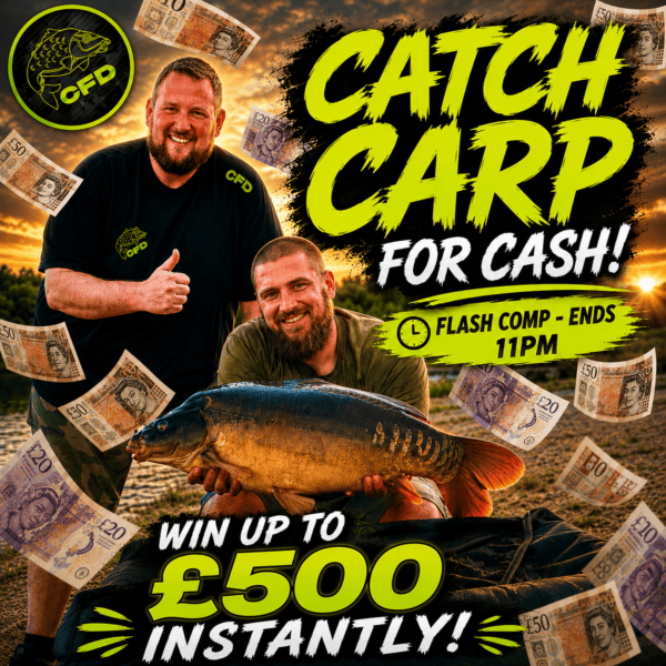 Catch Carp For Cash – Big Instant Wins to £500 Plus £250 auto end draw at 11pm