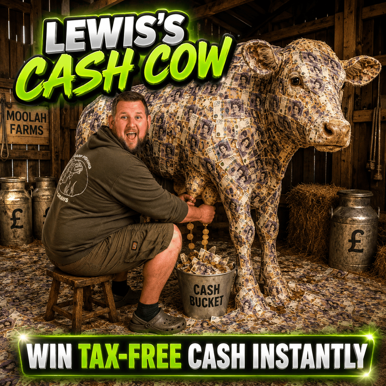 LEWIS’S CASH COW win up to £200 instantly! – Plus £100 Tax-Free Cash End Draw AUTO-DRAW AT 11pm