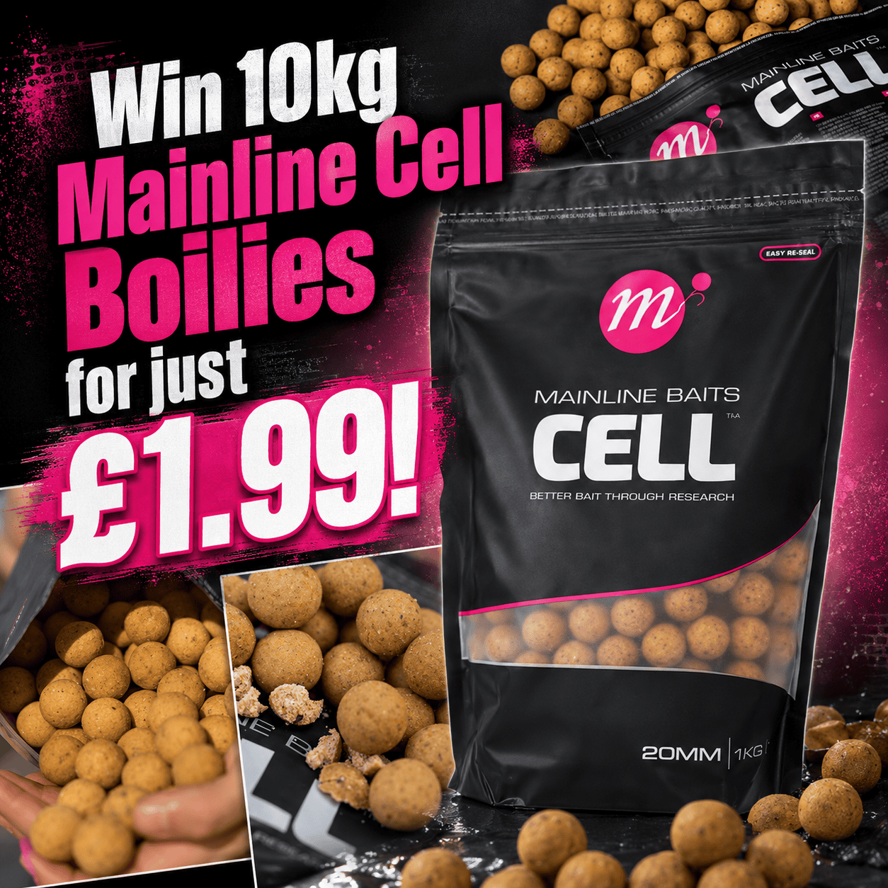 10kg Mainline Cell 15mm Shelf Life Boilies or £85 tax-free cash