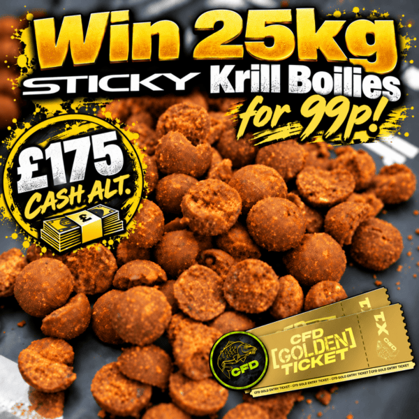 [ WITH GOLDEN TICKET INSTANT WINS] – 25kg Sticky Krill 16mm Shelf Life Boilies or £175 tax-free cash